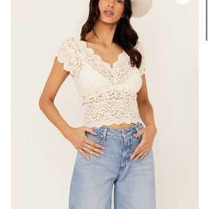 Shyanne Women's  Ivory Lace Top